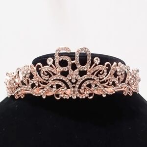Rose Gold Plated Rhinestone "60" Tiara